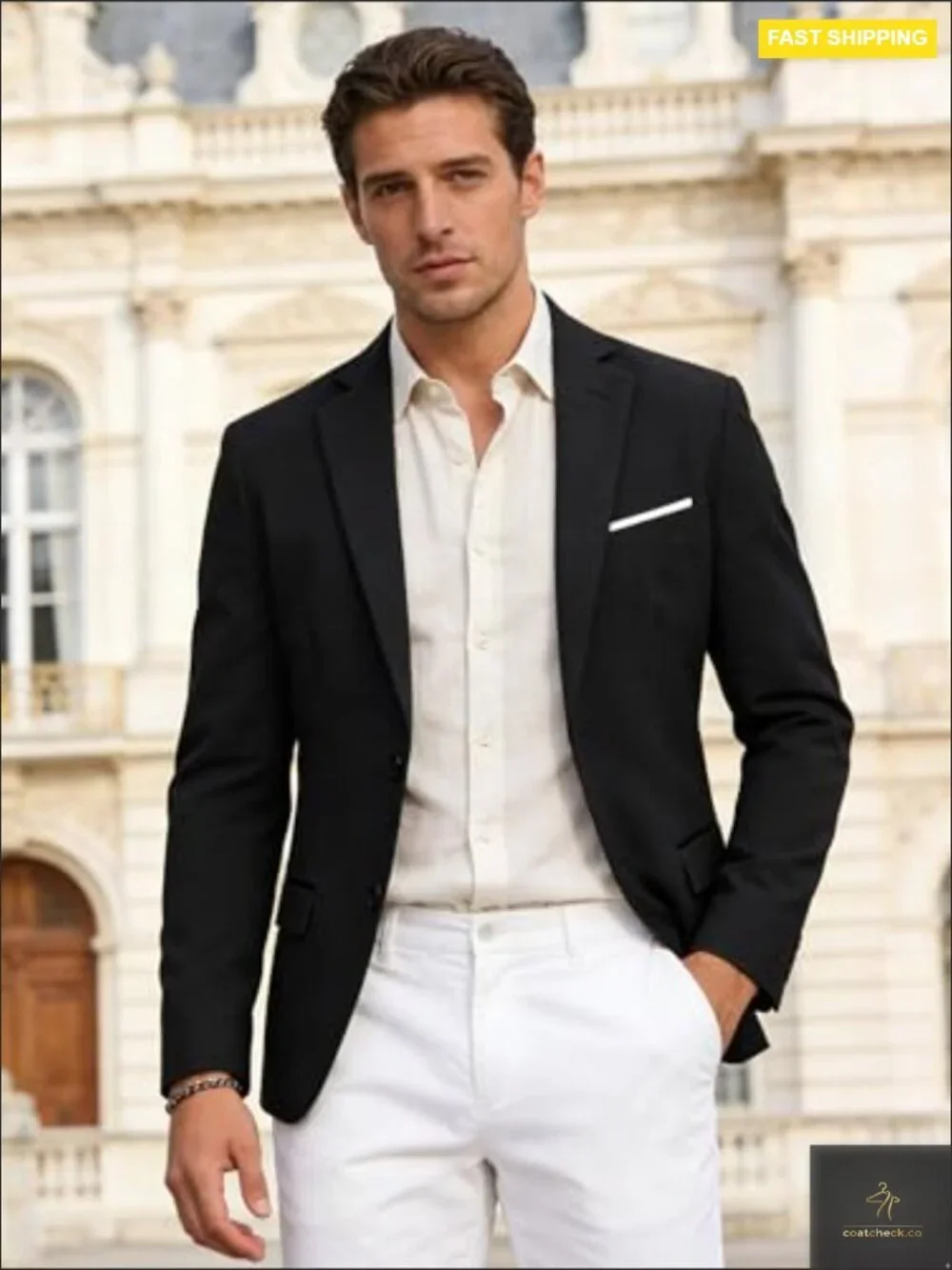Lightweight Polyester Blazer Regular Fit Sport Coat Casual Business Wedding
